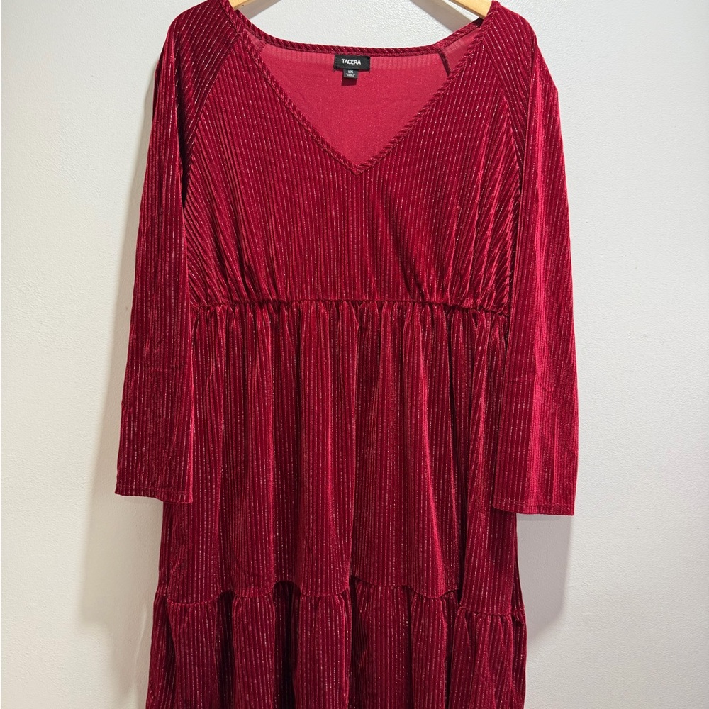 Tacera Maroon Velvet Dress